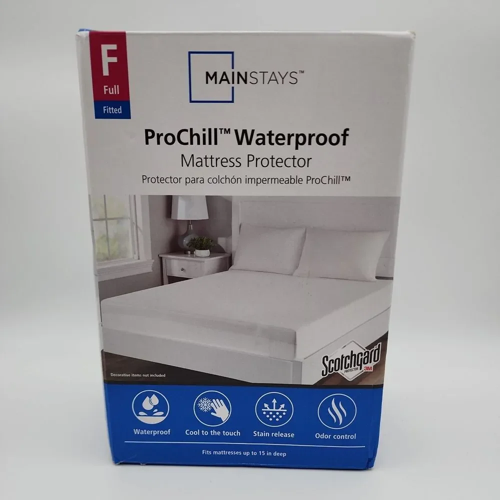 Mainstays Prochill Waterproof Cooling Fitted‎ Mattress Protector, Full New